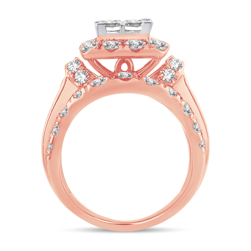 Romantic 14k Rose Gold Lab Diamond Bridal Ring 4.50CT