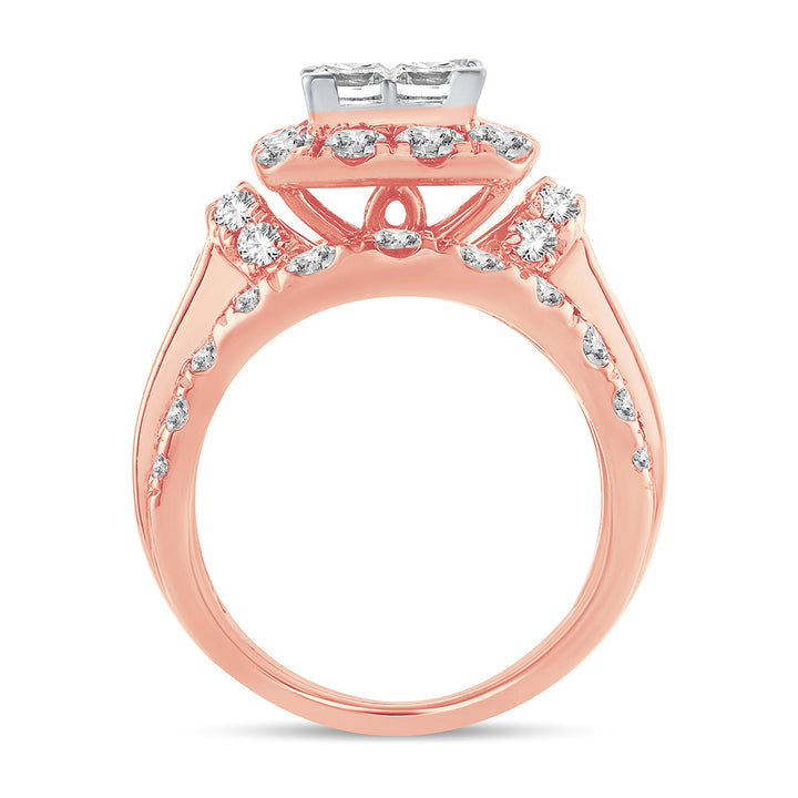Romantic 14k Rose Gold Lab Diamond Bridal Ring 4.50CT