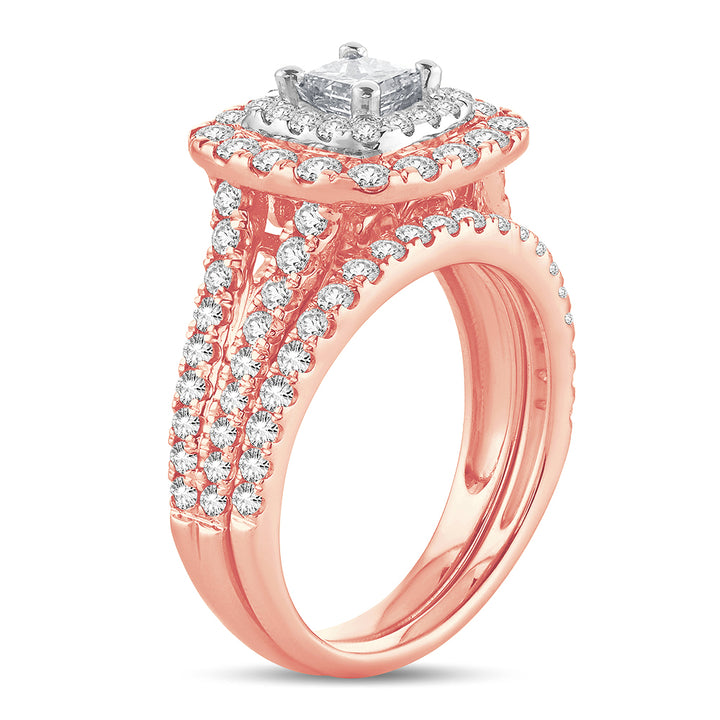 Romantic 14k Rose Gold 2CT Lab Diamond Bridal Ring