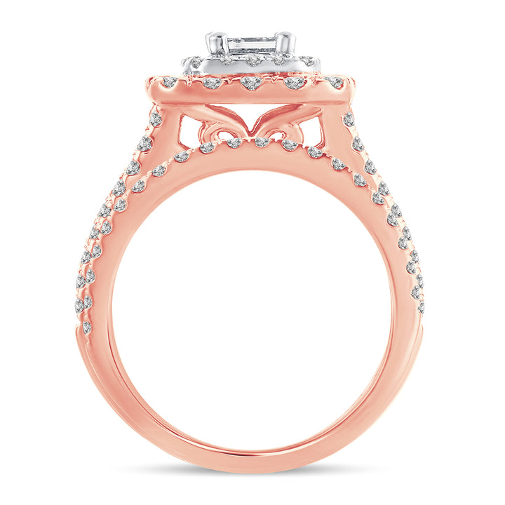 Romantic 14k Rose Gold 2CT Lab Diamond Bridal Ring