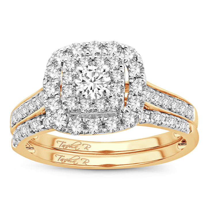 Radiant 14k Yellow Gold 1CT Lab Diamond Bridal Ring