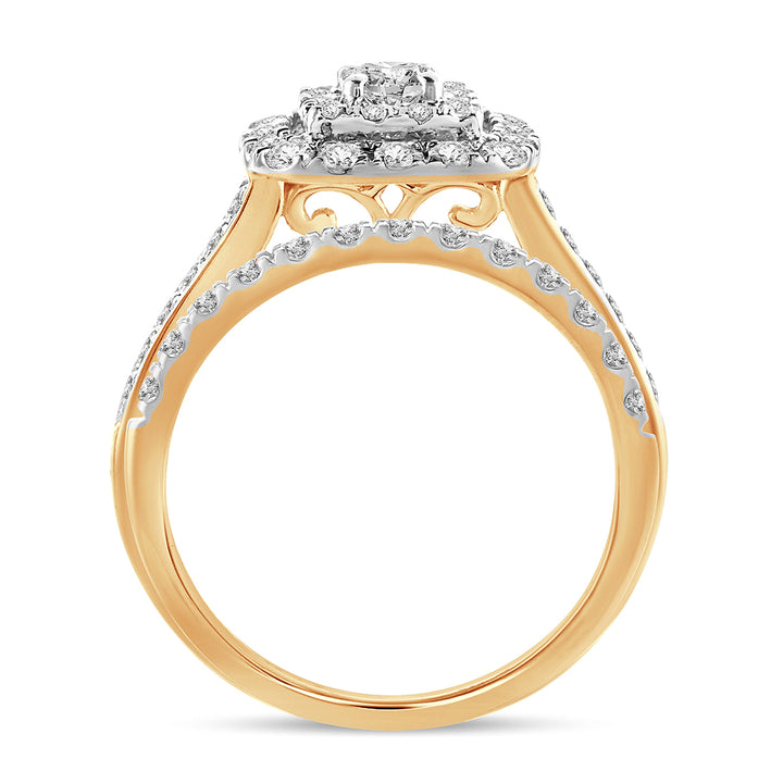 Radiant 14k Yellow Gold 1CT Lab Diamond Bridal Ring
