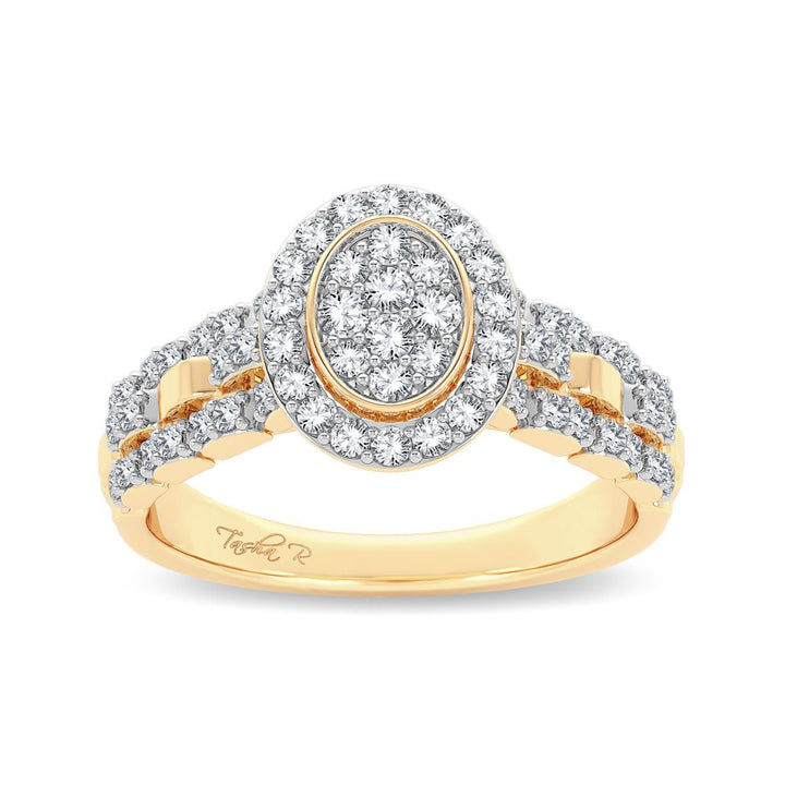 Chic 14K Yellow Gold 0.50ct Lab Diamond Womens Fashion Ring