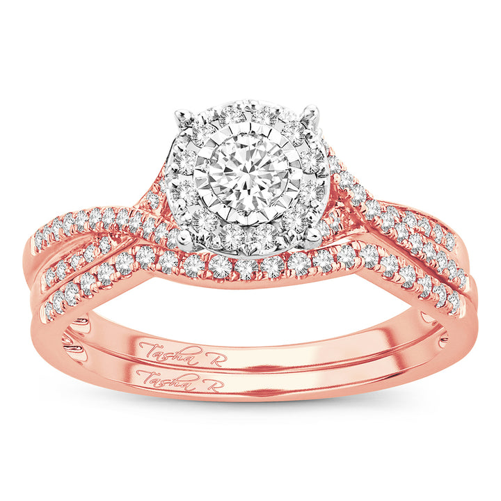 Romantic 14k Rose Gold Lab Diamond Bridal Ring (0.43ct)