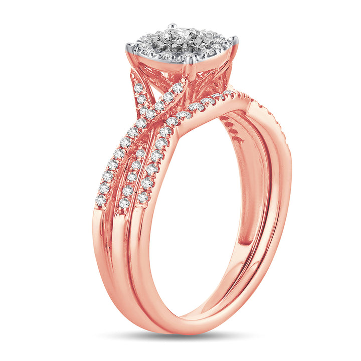 Romantic 14k Rose Gold Lab Diamond Bridal Ring (0.43ct)