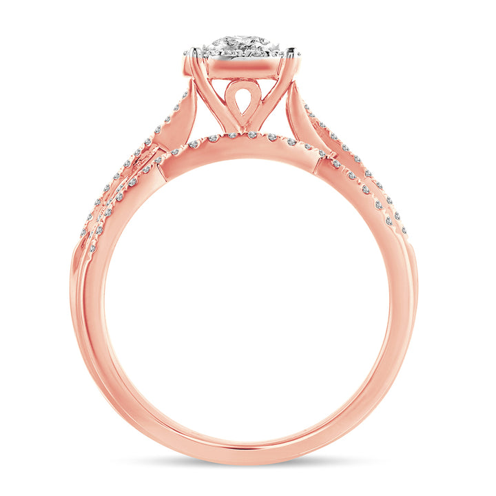 Romantic 14k Rose Gold Lab Diamond Bridal Ring (0.43ct)