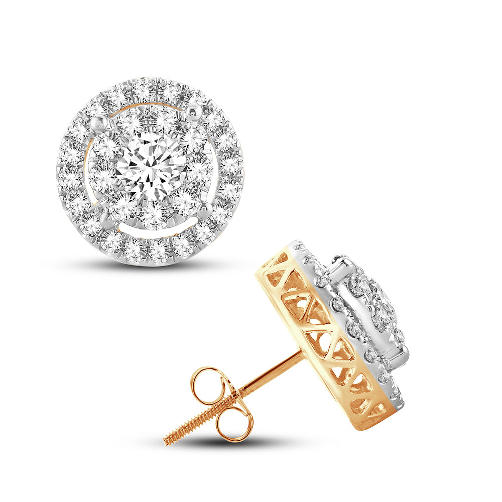 14K Yellow Gold Lab Diamond Stud Earrings - 1.50CT Shine