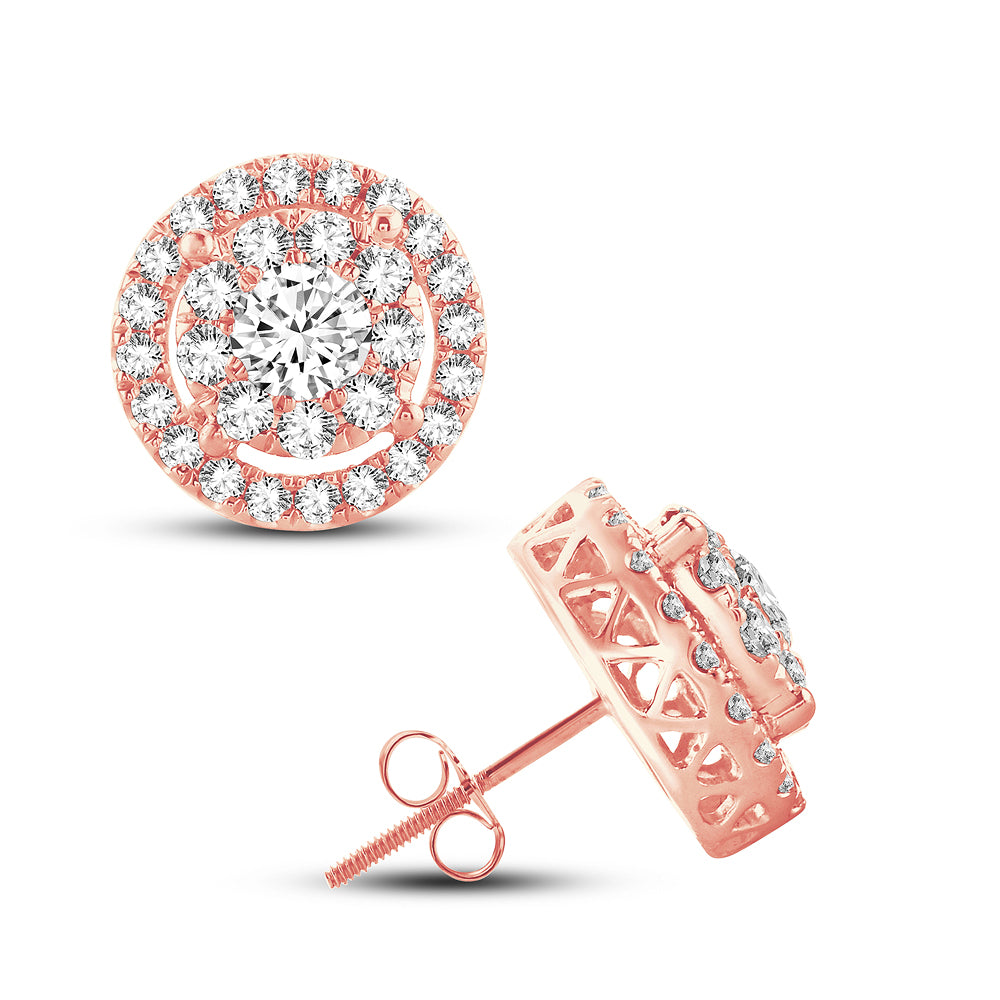 Romantic Rose Gold Lab Diamond Stud Earrings - 1.50CT Brilliance