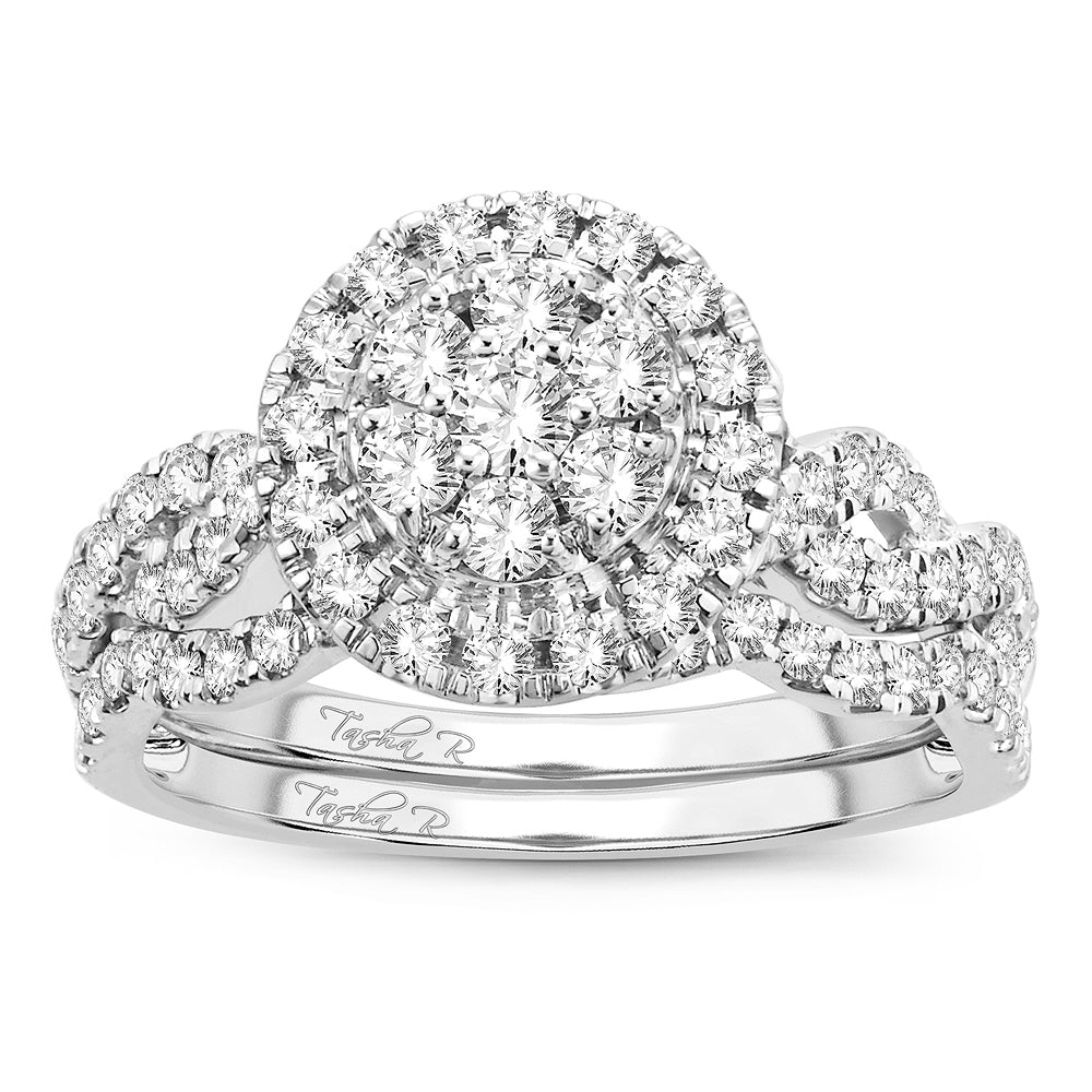 Brilliant 14k White Gold Lab Diamond Bridal Ring Set