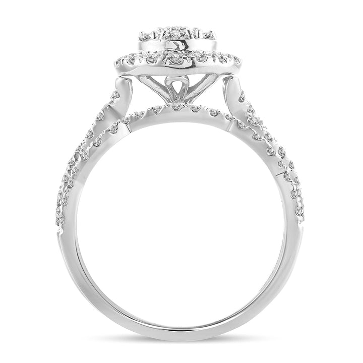 Brilliant 14k White Gold Lab Diamond Bridal Ring Set