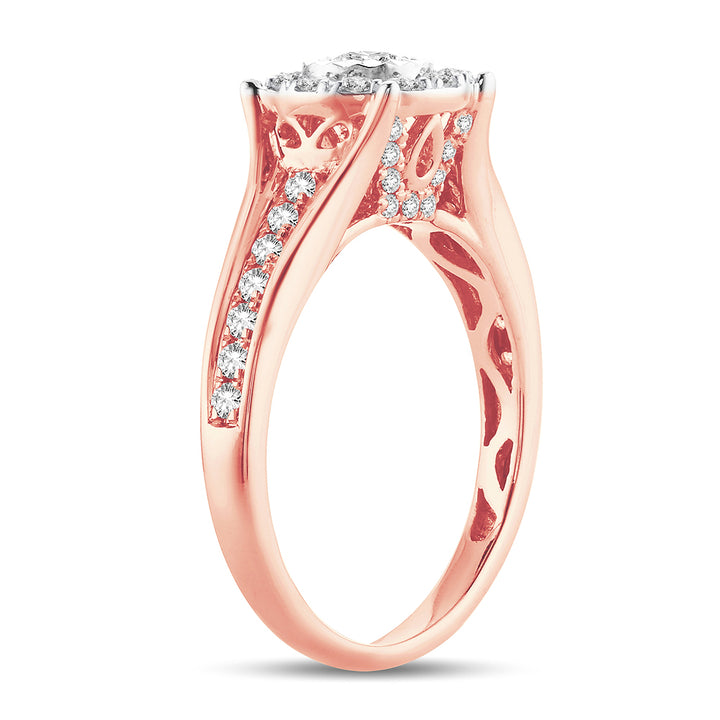 Romantic 14k Rose Gold Lab Diamond Engagement Ring (0.62 CT)