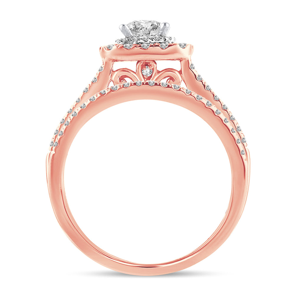 Romantic 14k Rose Gold Lab Diamond Bridal Ring (1CT)