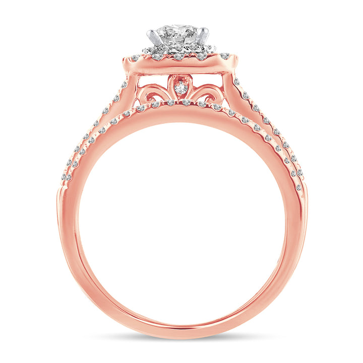Romantic 14k Rose Gold Lab Diamond Bridal Ring (1CT)