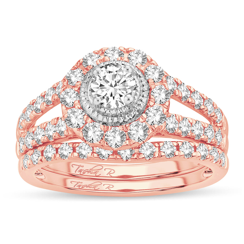 Romantic 14k Rose Gold Lab Diamond Bridal Ring (1CT)