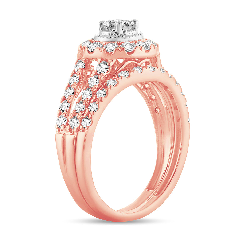 Romantic 14k Rose Gold Lab Diamond Bridal Ring (1CT)