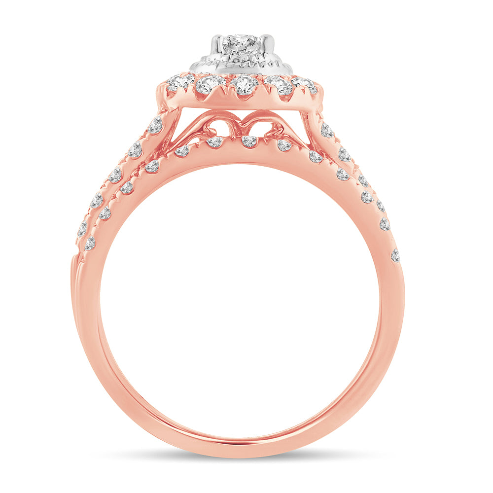 Romantic 14k Rose Gold Lab Diamond Bridal Ring (1CT)