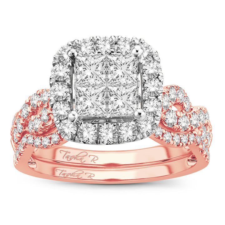 Romantic 14k Rose Gold Lab Diamond Bridal Ring (1.75ct)
