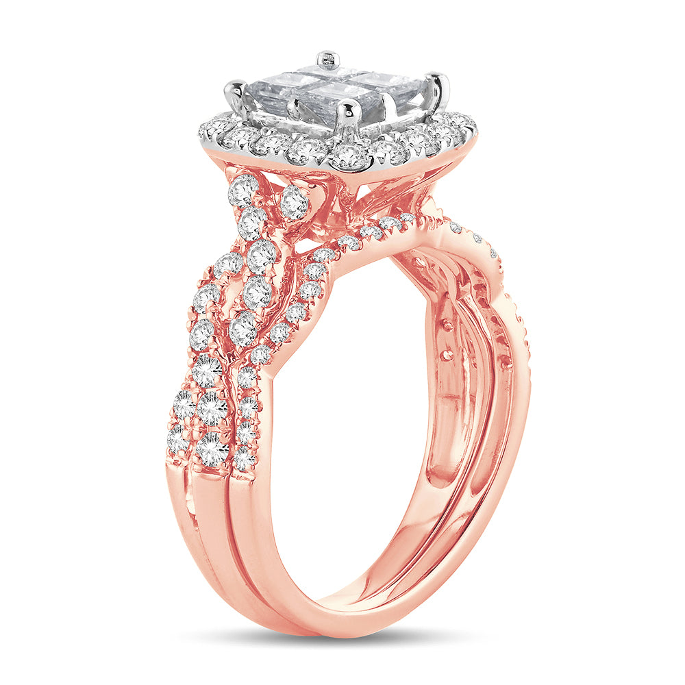 Romantic 14k Rose Gold Lab Diamond Bridal Ring (1.75ct)