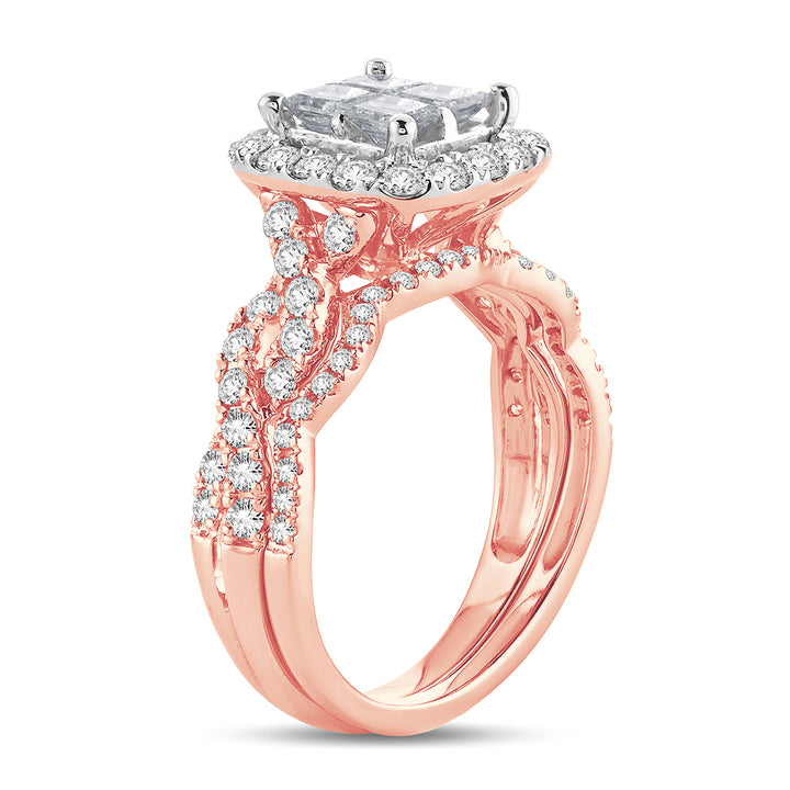 Romantic 14k Rose Gold Lab Diamond Bridal Ring (1.75ct)