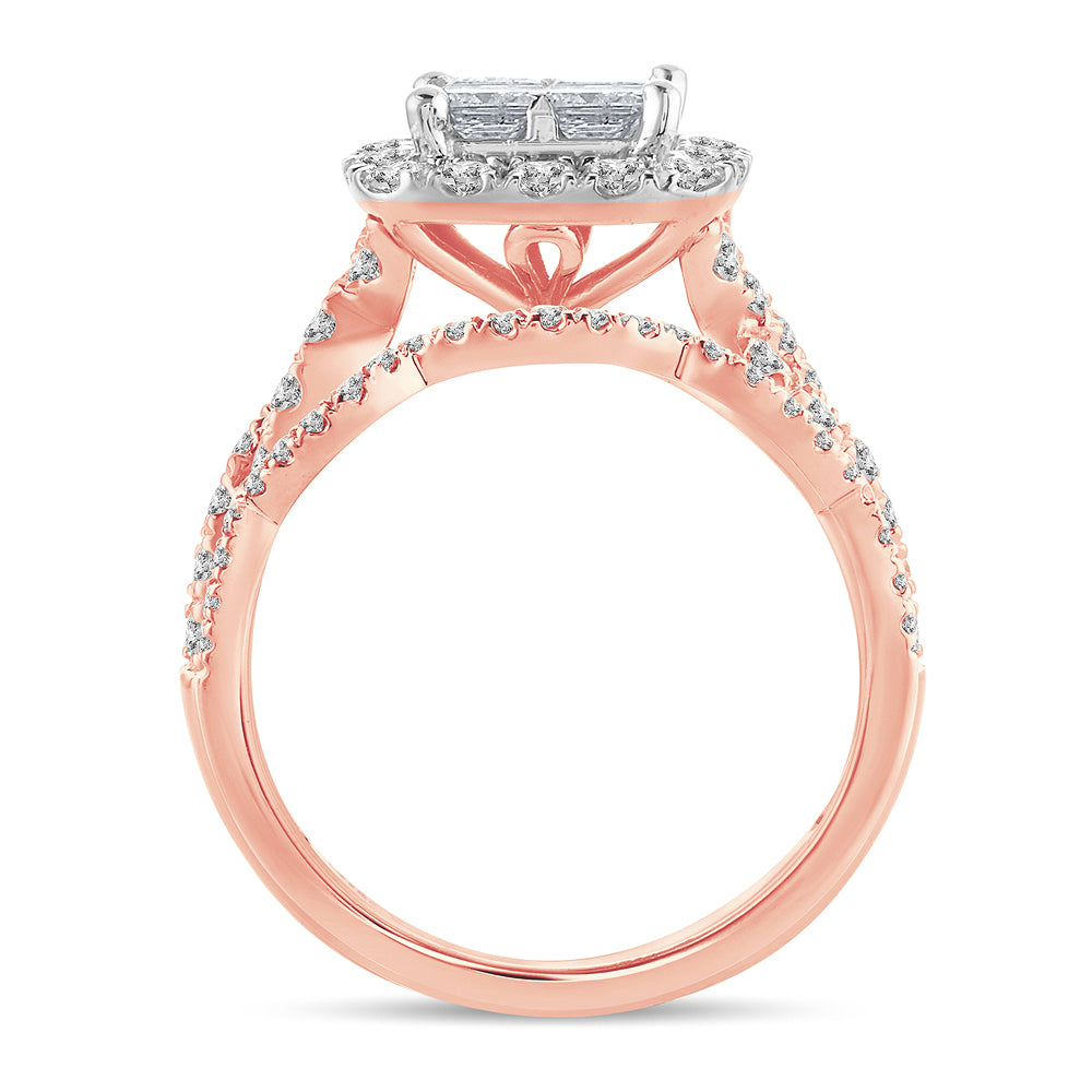 Romantic 14k Rose Gold Lab Diamond Bridal Ring (1.75ct)