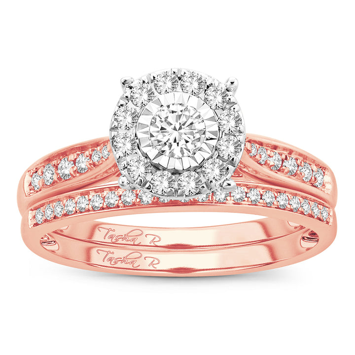Romantic 14k Rose Gold Lab Diamond Bridal Ring (0.45ct)
