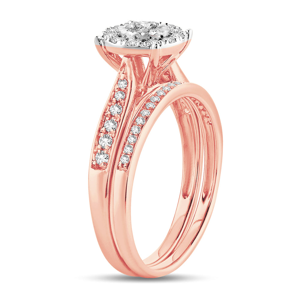 Romantic 14k Rose Gold Lab Diamond Bridal Ring (0.45ct)