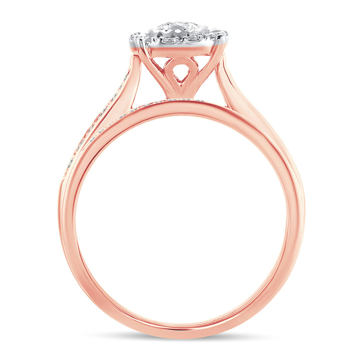 Romantic 14k Rose Gold Lab Diamond Bridal Ring (0.45ct)