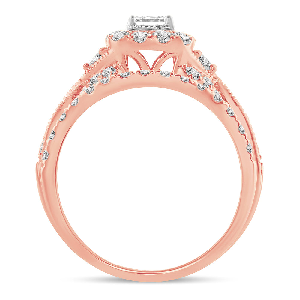 Romantic 14k Rose Gold Lab Diamond Bridal Ring (1CT)