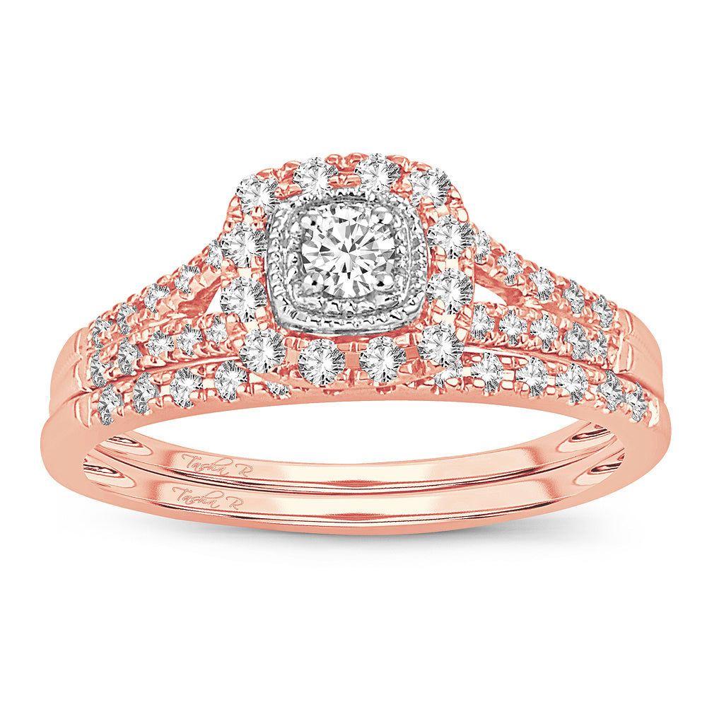 Romantic 14k Rose Gold Lab Diamond Bridal Ring (0.33CT)