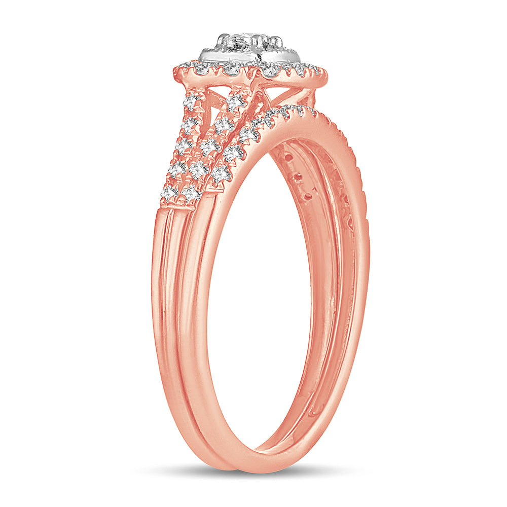 Romantic 14k Rose Gold Lab Diamond Bridal Ring (0.33CT)