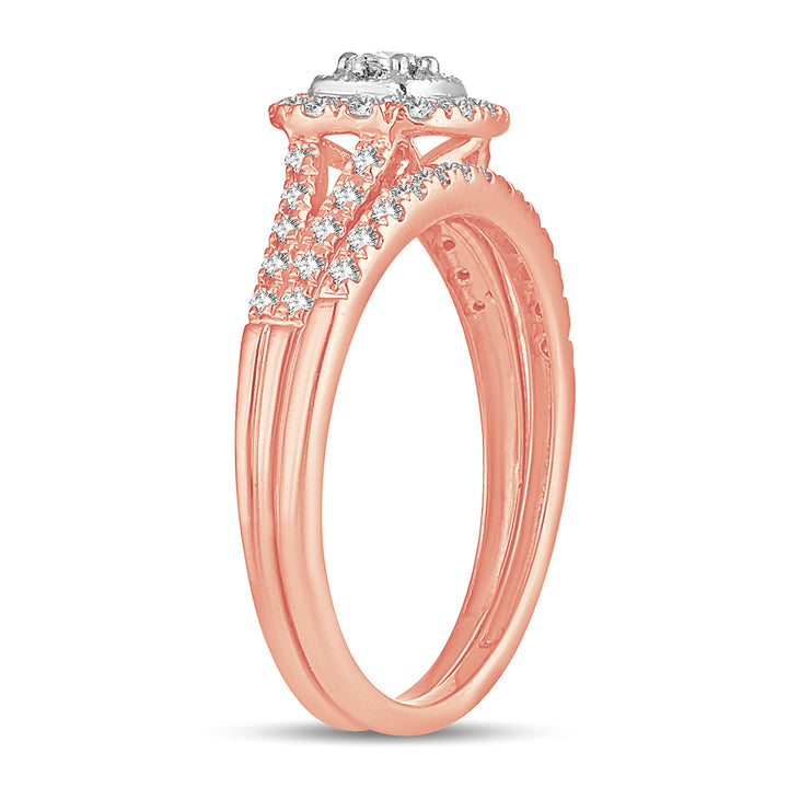 Romantic 14k Rose Gold Lab Diamond Bridal Ring (0.33CT)