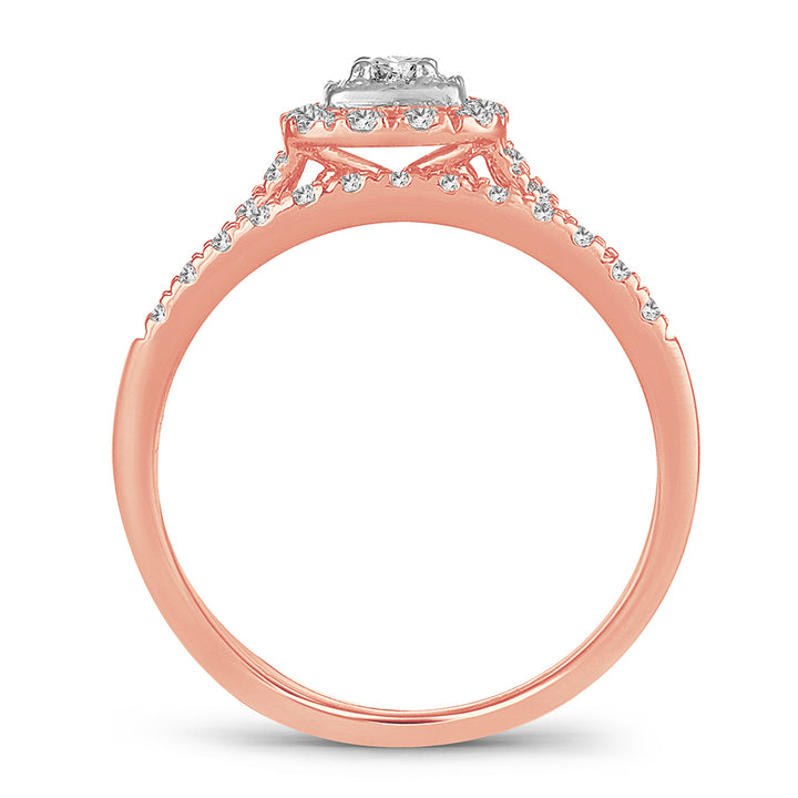Romantic 14k Rose Gold Lab Diamond Bridal Ring (0.33CT)