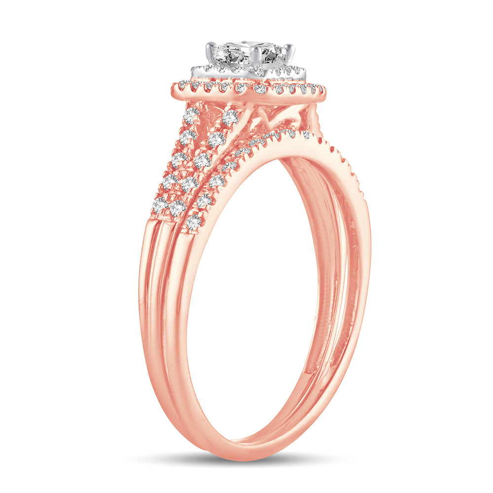 Romantic Rose Gold Lab Diamond Bridal Ring