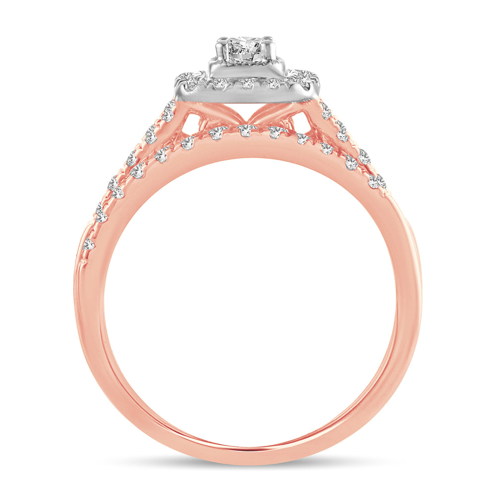 Romantic Rose Gold Lab Diamond Bridal Ring