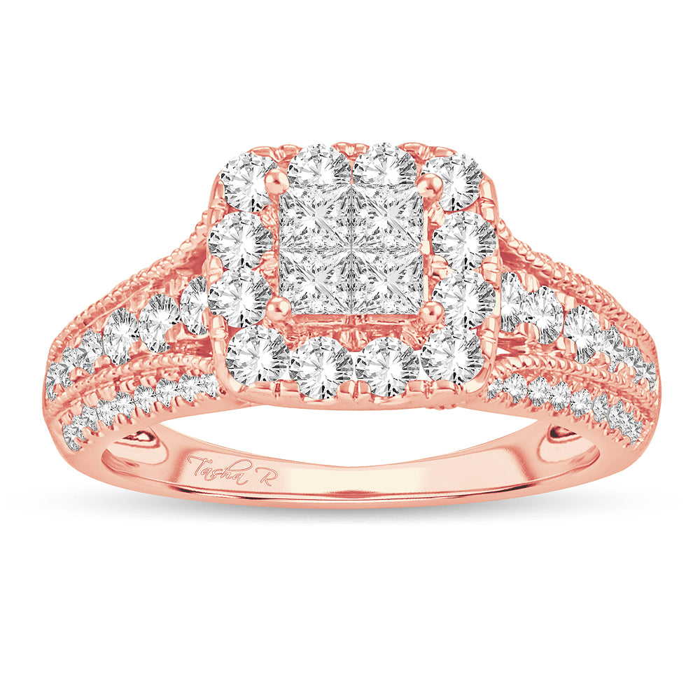 Romantic 14k Rose Gold Lab Diamond Engagement Ring 1.33ct