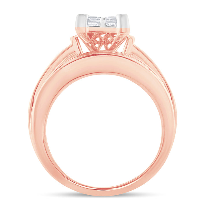 Romantic 14k Rose Gold Lab Diamond Bridal Ring 2CT