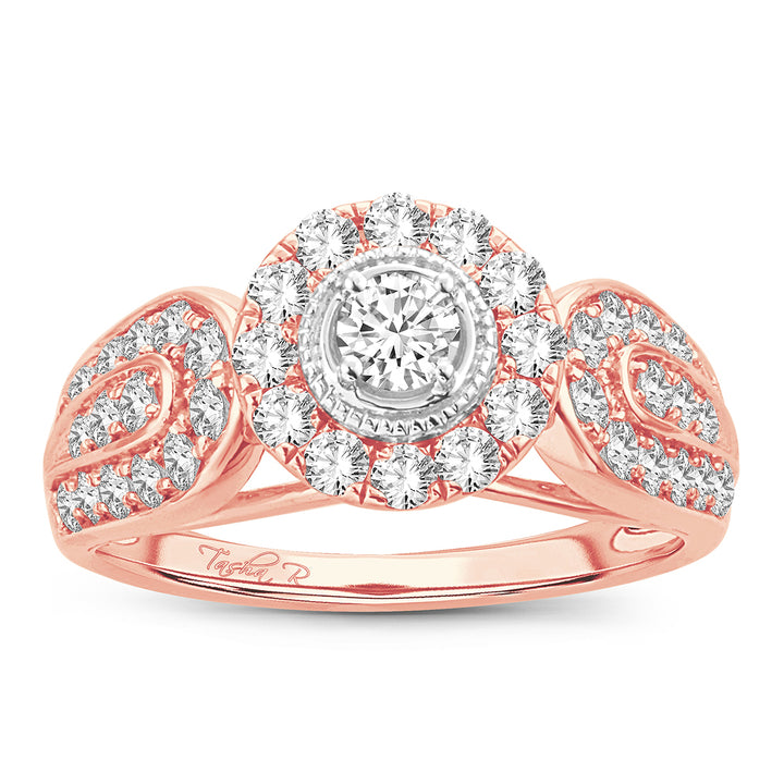 Romantic 14k Rose Gold 1CT Lab Diamond Engagement Ring