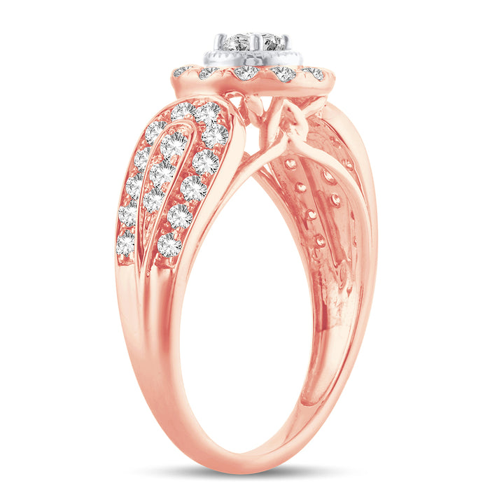 Romantic 14k Rose Gold 1CT Lab Diamond Engagement Ring