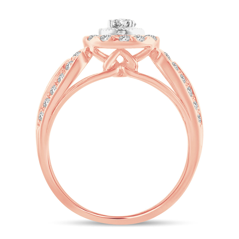 Romantic 14k Rose Gold 1CT Lab Diamond Engagement Ring