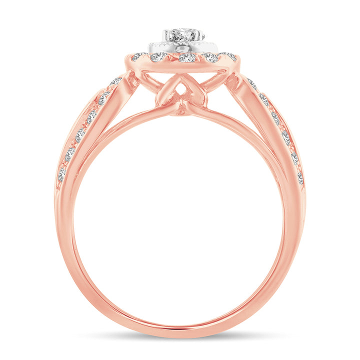 Romantic 14k Rose Gold 1CT Lab Diamond Engagement Ring