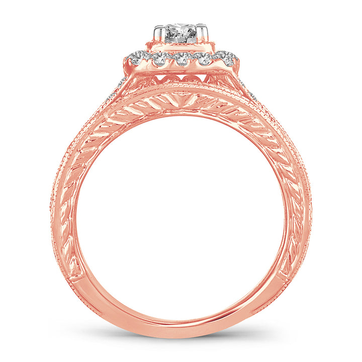 14k Rose Gold 1.50CT Lab Diamond Bridal Ring