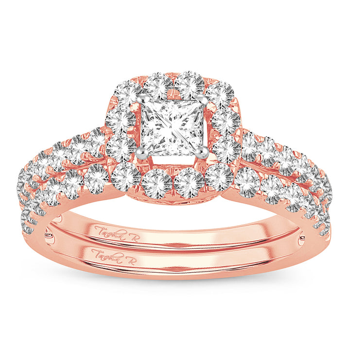 Romantic 14k Rose Gold Lab Diamond Bridal Ring (1.42CT)