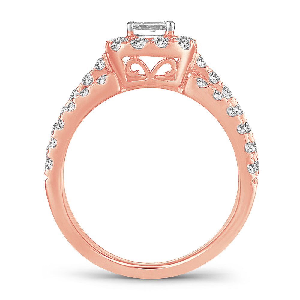 Romantic 14k Rose Gold Lab Diamond Bridal Ring (1.42CT)
