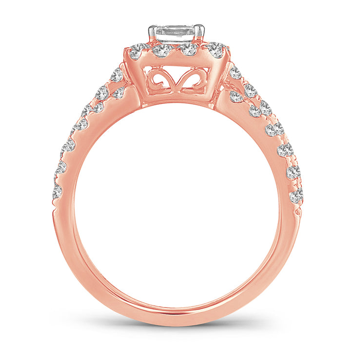 Romantic 14k Rose Gold Lab Diamond Bridal Ring (1.42CT)
