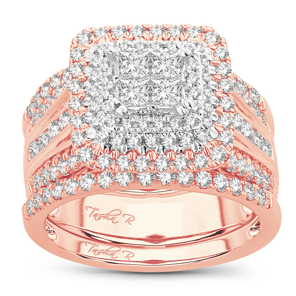 Romantic 14k Rose Gold 2.01CT Lab Diamond Bridal Ring