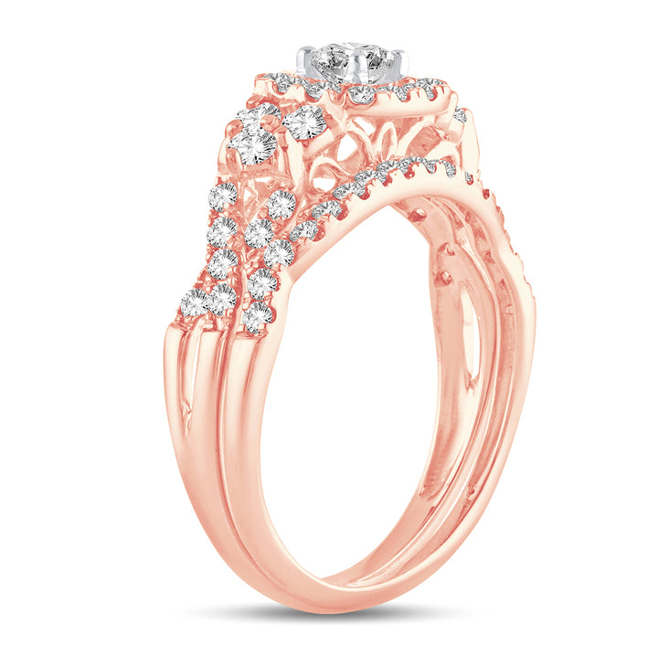 Romantic 14k Rose Gold Lab Diamond Bridal Ring (1CT)