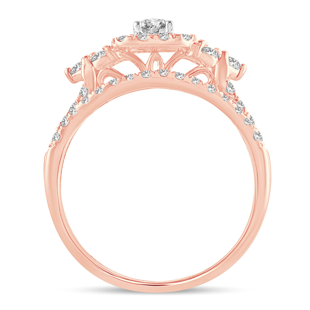 Romantic 14k Rose Gold Lab Diamond Bridal Ring (1CT)