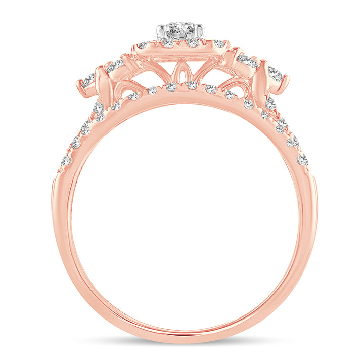 Romantic 14k Rose Gold Lab Diamond Bridal Ring (1CT)