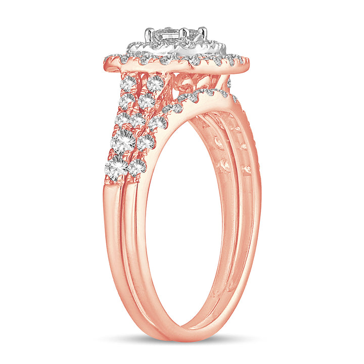 Romantic 14k Rose Gold Lab Diamond Bridal Ring (1CT)