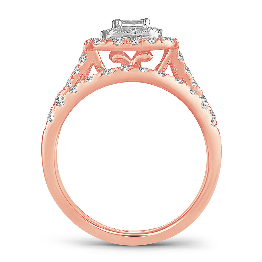 Romantic 14k Rose Gold Lab Diamond Bridal Ring (1CT)